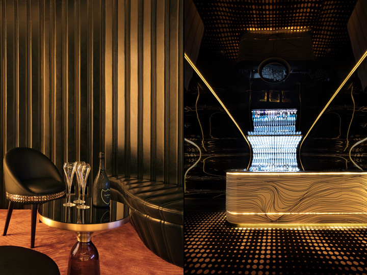 Глянцевый стол и светодиодная подсветка стойки в баре