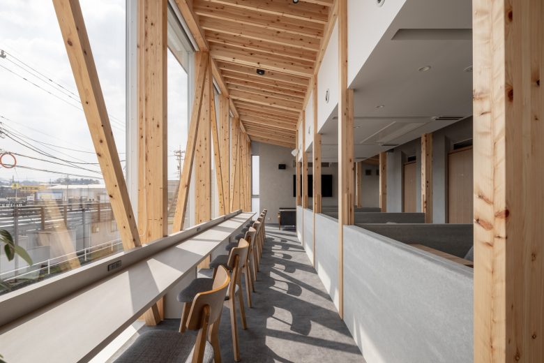 Барная стойка у окна в кафе café