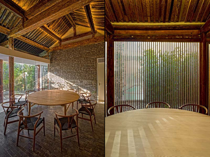 Деревянные балки чайного домика от Arch Studio в Пекине