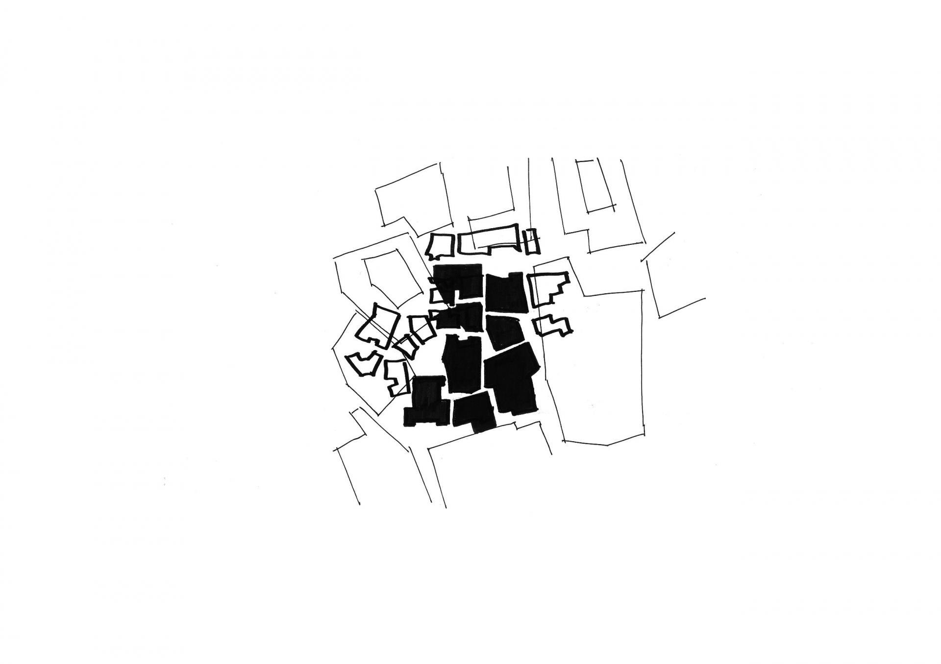 Выделение места территории на чертеже открытого кинотеатра в Шардже