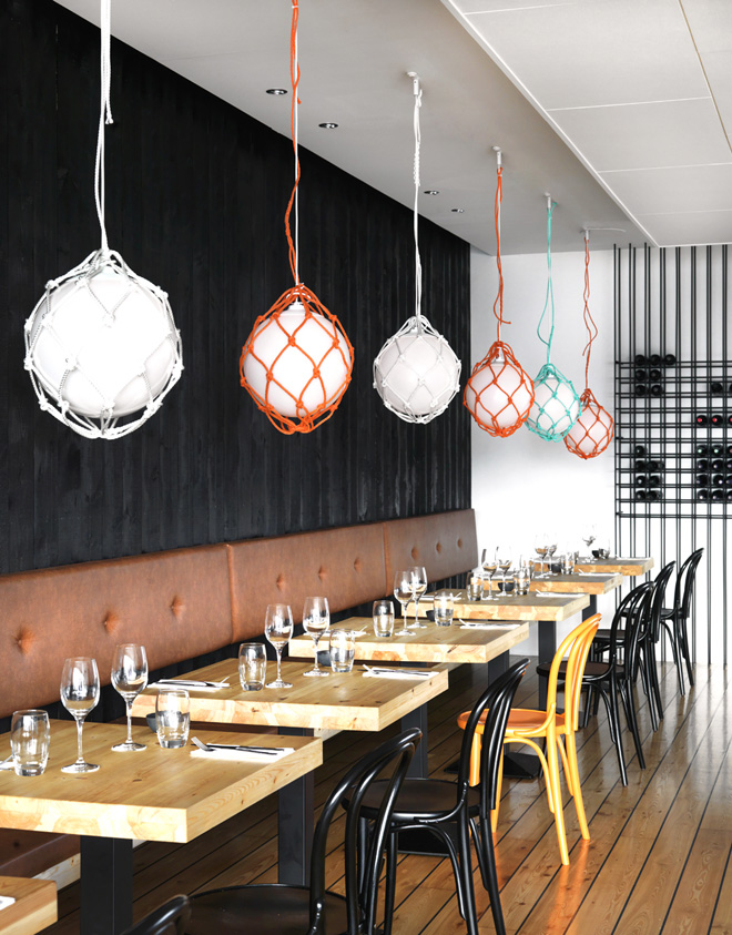 Интерьер ресторана в стиле минимализм. Прекрасный дизайн кафе MAR в Исландии