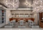 Общий вид зала с мягкой посадкой union bistro