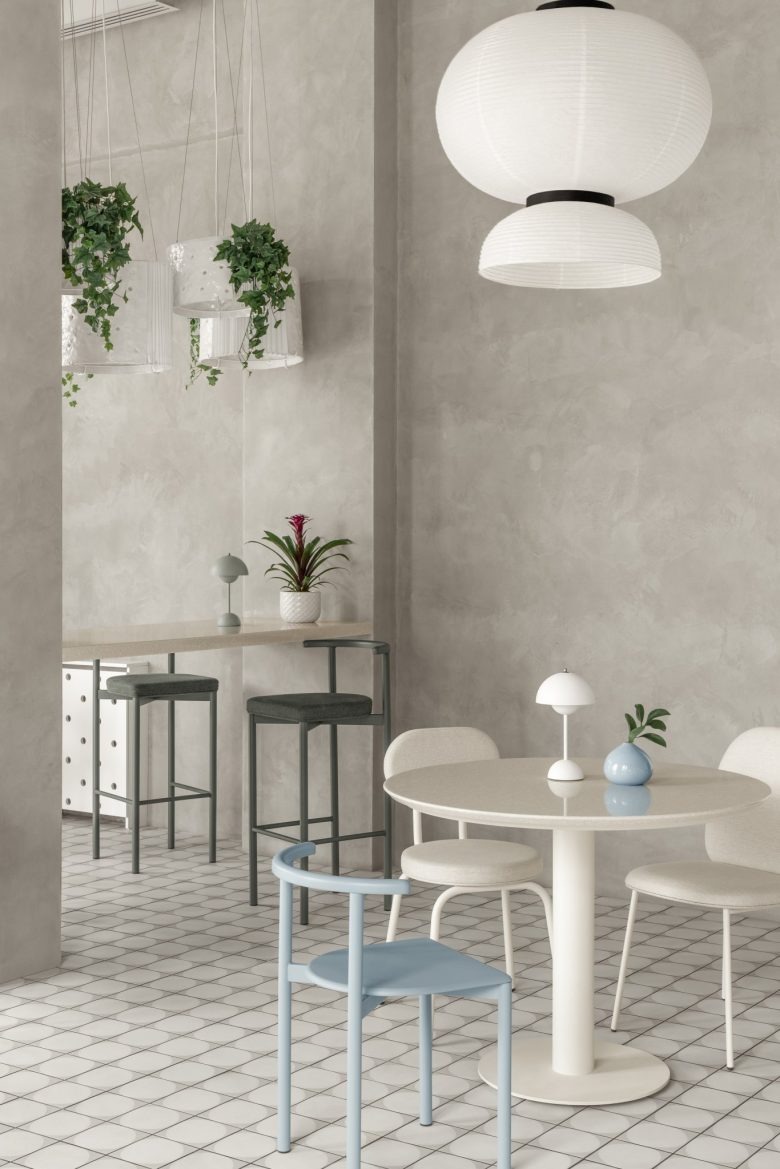 Посадочные столики у окна Light and airy coffee house in the Astana