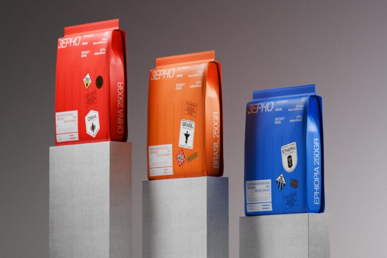 Упаковки зернового кофе на подиумах ZERNO Coffee beans