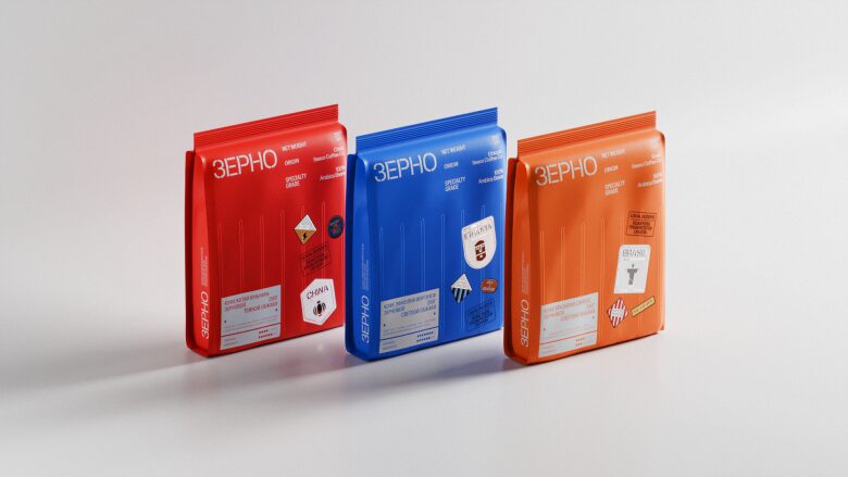 Упаковки зернового кофе вид сзади ZERNO Coffee beans