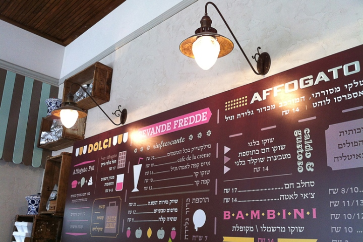 Уютный интерьер кафе-мороженого Afogto в Израиле