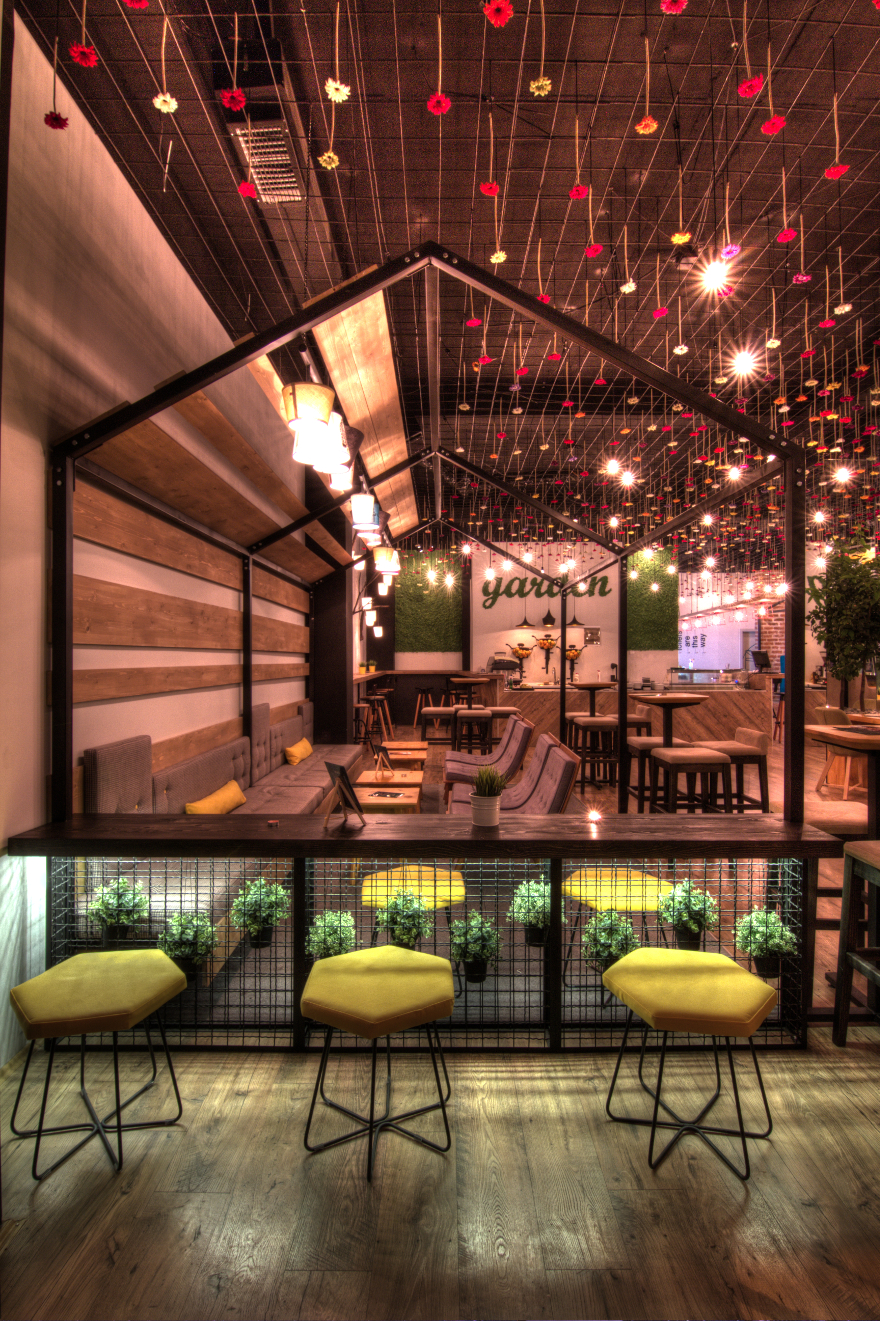 Дизайн интерьера кофейни Garden Coffee Lounge в Македонии. Сад цветов