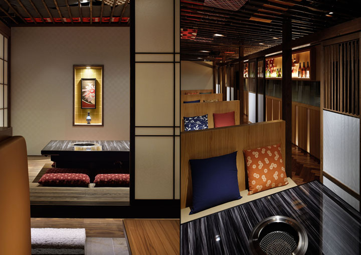 Коллаж. Удивительный дизайн японского ресторана Heijouen yakiniku от студии HaKo Design