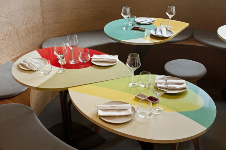 Дизайнерские столы в ресторане Ikibana в Барселоне