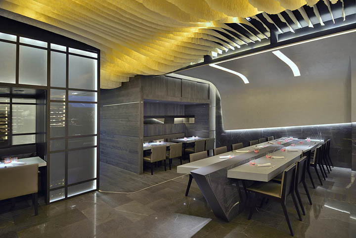 Интересный интерьер ресторана KBK от студии GBCAA Architects в Мадриде