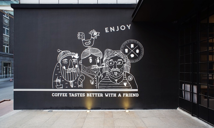 Современные креативные идеи для офиса: граффити на чёрной стене - Фото 1