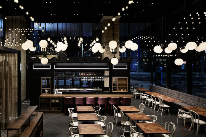 Креативный интерьер ресторана Lavarock от студии HaKo Design в Токио