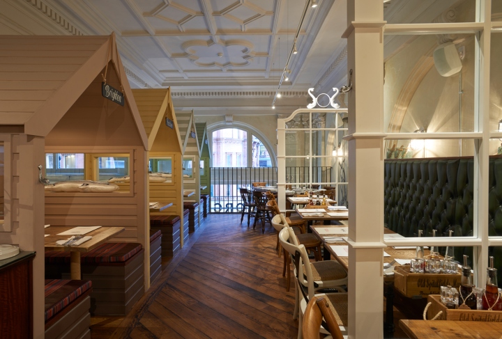 Лучший дизайн ресторана:белые деревянные перегородки 