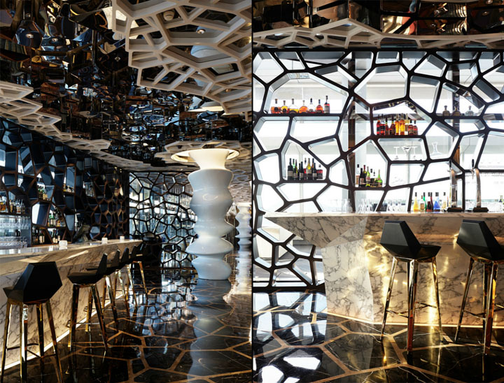 Удивительный интерьер ресторана в отеле Ritz-Carlton Hong Kong