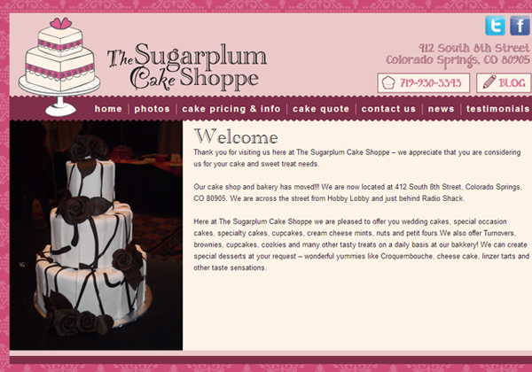Веб-сайт кондитерской The Sugarplum