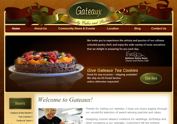 Веб-сайт кондитерской Gateaux