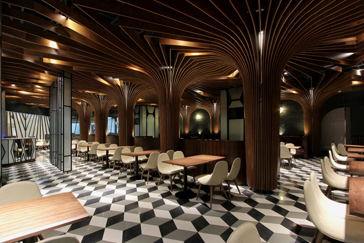 Стиль интерьера залов в ресторане от студии САА в Китае