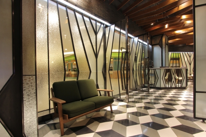 Стиль интерьера залов в ресторане от студии САА в Китае: геометрические формы в интерьере