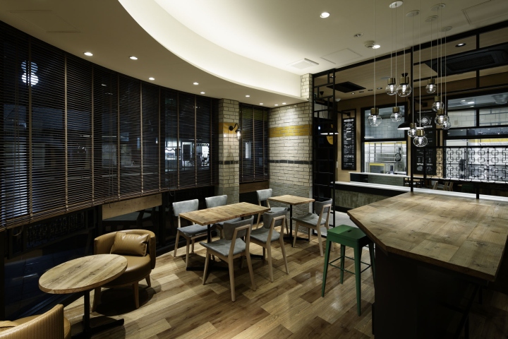 Стильный дизайн кафе Dough cafe. Зона обслуживания и столики. Фото 1