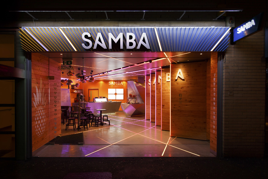 Яркий дизайн кафе Samba в Лондоне